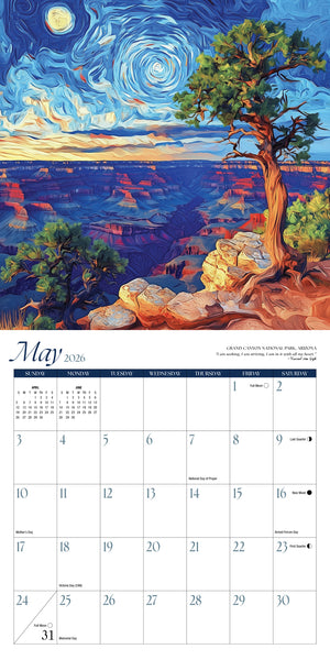 2026 Van Gogh National Parks Calendar 12x12