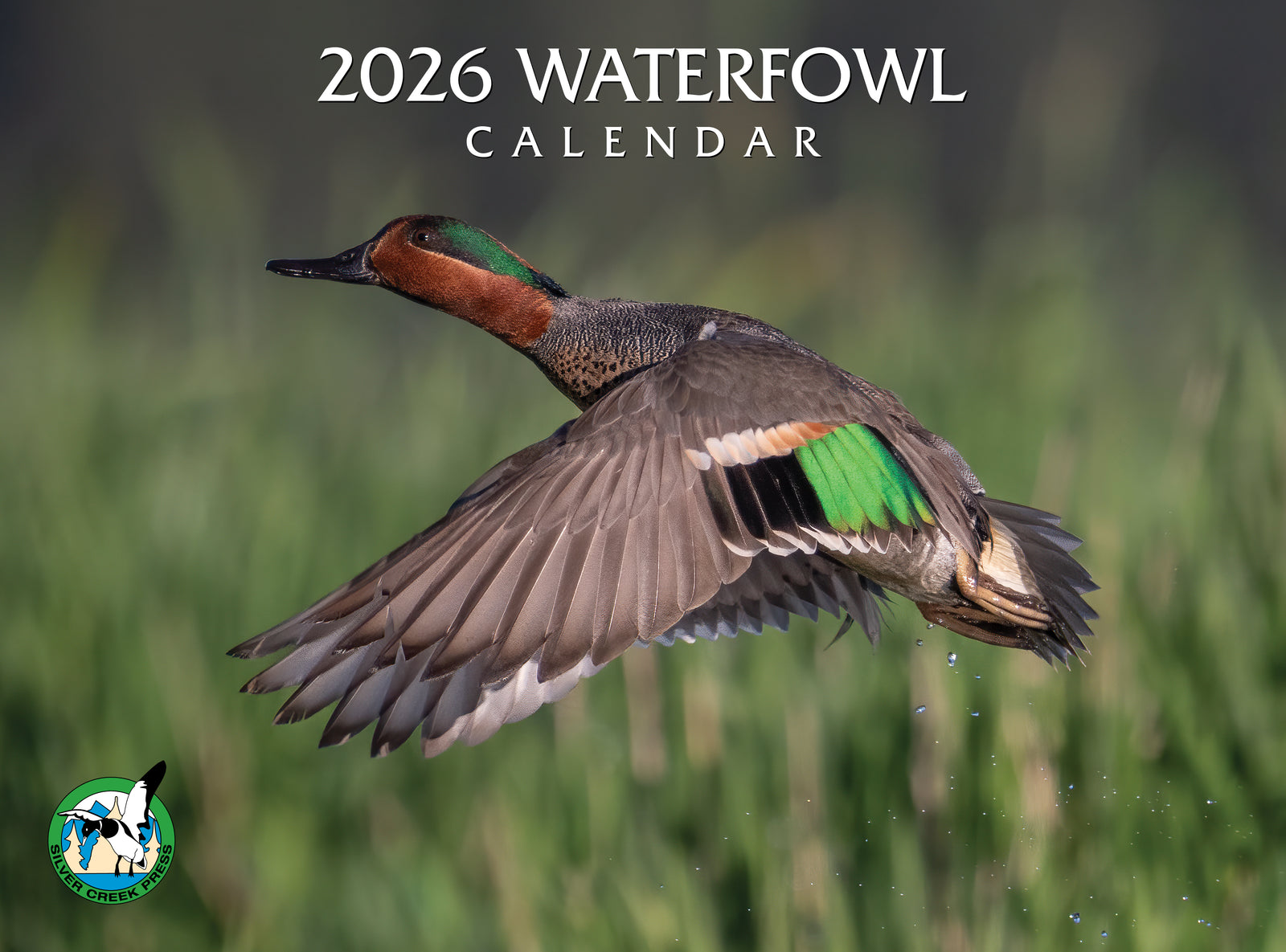2026 Waterfowl calendar with a duck in flight over grass